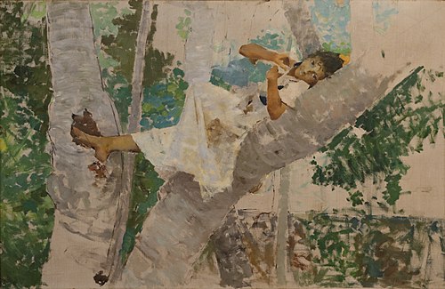 Femme se reposant dans un arbre, 1883, Henrique Pousão
