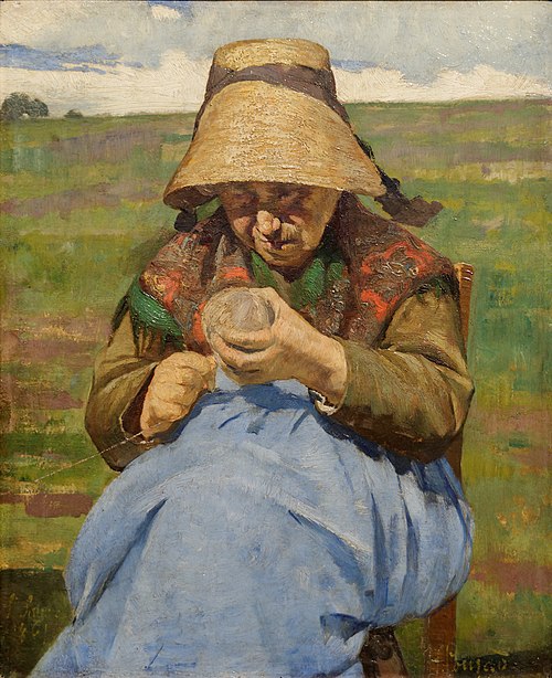 Old women winding a skein, 1881, Henrique Pousão