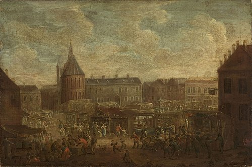 Marketplace in a town, , Mathys Schoevaerdts