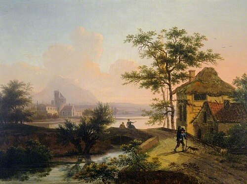 A Landscape with Peasants on a Bridge, 1690, Mathys Schoevaerdts