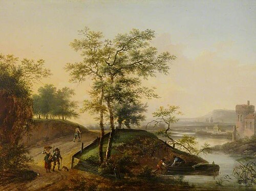 River Landscape with Peasants on a Path, 1700, Mathys Schoevaerdts