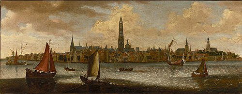 View of Antwerp's roadstead, 1681, Mathys Schoevaerdts