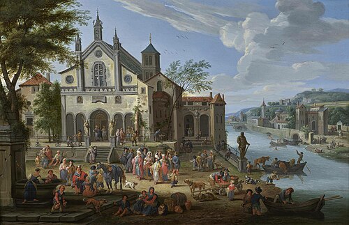 Orientals gathered before a Church, 1692, Mathys Schoevaerdts
