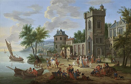 Crowded Village Scene with Villagers, 1692, Mathys Schoevaerdts