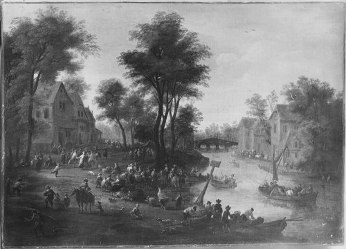 Fruit Market near a River, , Mathys Schoevaerdts