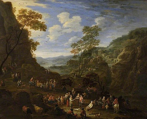Landscape with pleasure party, , Mathys Schoevaerdts