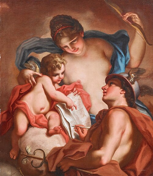 Venus, Mercury and Cupid, 1650, Antonio Balestra