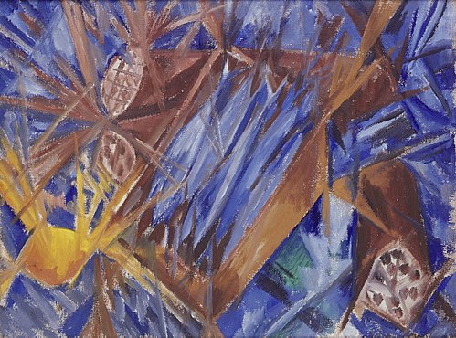 Saucissons et maquereaux rayonnistes, 1912, Michel Larionov