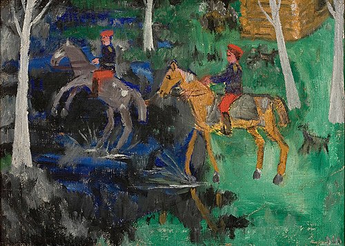Dois cavaleiros, 1910, Mikhail Larionov