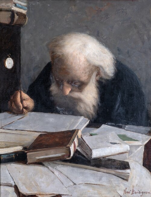 Spiritual father Ghevont Alishan in his study, 1900, Noè Bordignon