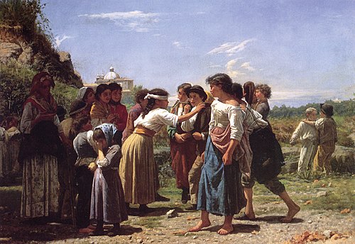 Children playing blind man's bluff, 1873, Noè Bordignon