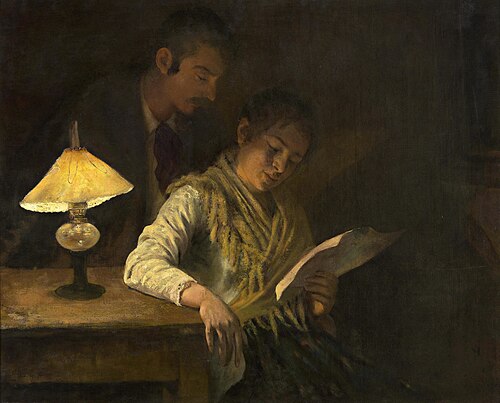 Sharing lamplight, 1920, Noè Bordignon