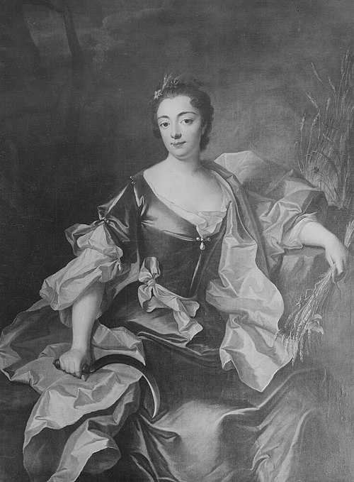 Porträtt av Eva Sofia Olivecrantz som Ceres. Helfigur, 1746, Olof Arenius