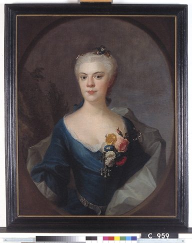 Portrait of a woman, probably Anna Constantia van Baerle (1714-1778) (?), 1735, Olof Arenius