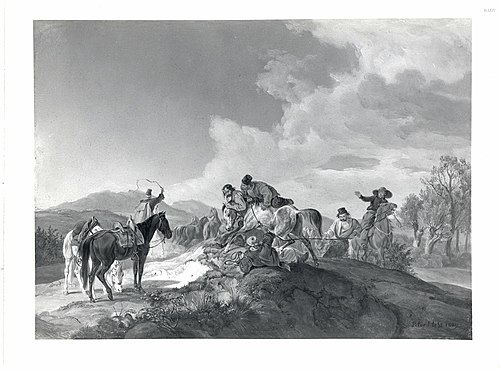 Landschaft mit Pferdefängern, 1829, Peter von Hess