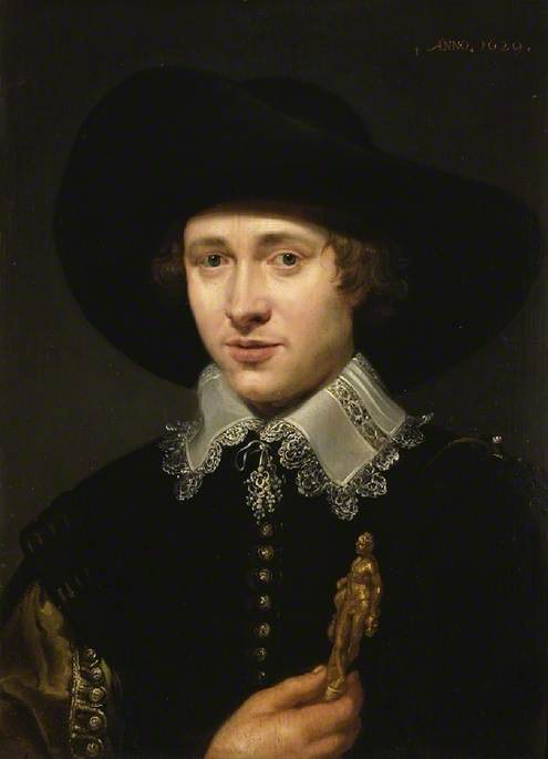 Portrait of a man holding a statuette, 1629, Jacob van Oost