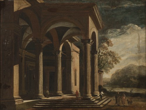 Arkitekturfantasi, palats i landskap, , Ottavio Viviani