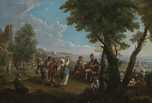 Bauerntanz vor einer italienischen Küste, 1750, Paolo Monaldi