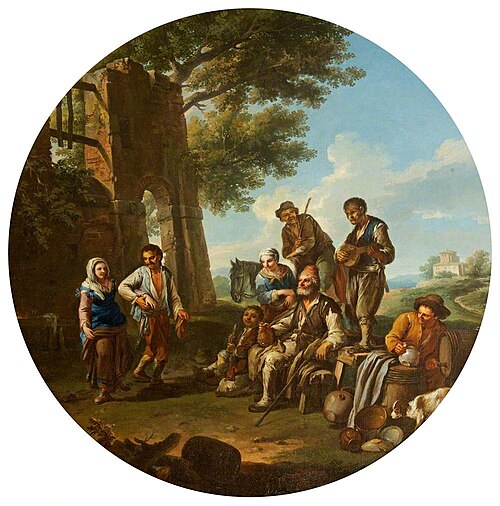 Peasants outside a Town Gate, 1749, Paolo Monaldi