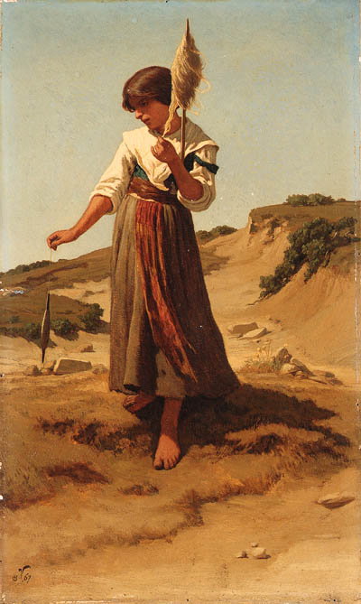 Peasant Girl Spinning, 1867, Elihu Vedder