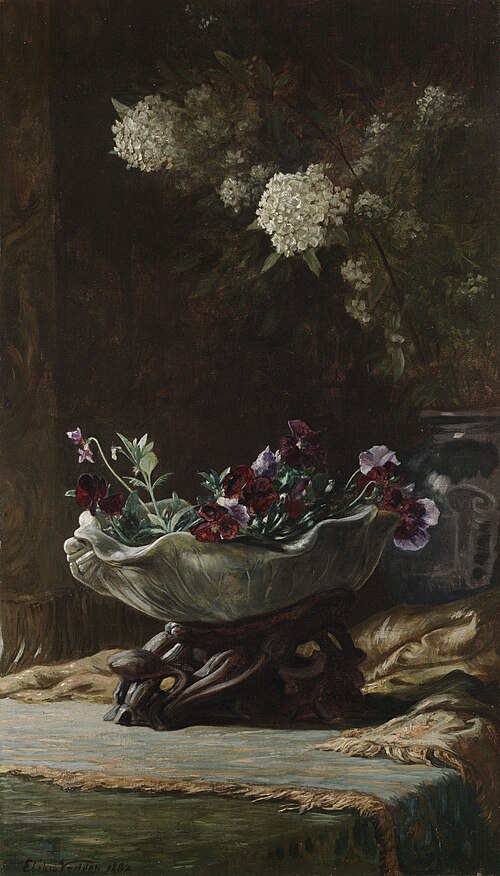 Pansies and Spirea, 1882, Elihu Vedder