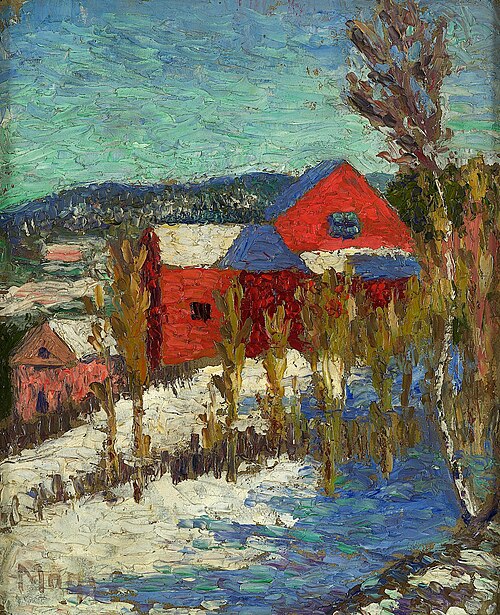 Maastik majadega, 1909, Konrad Mägi