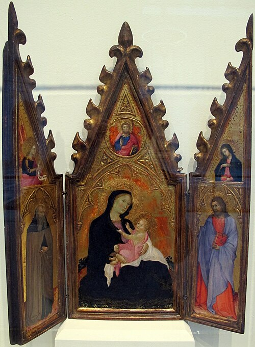 trittico con madonna dell'umiltà, ss. antonio abate jacopo, 1410, Andrea di Bartolo
