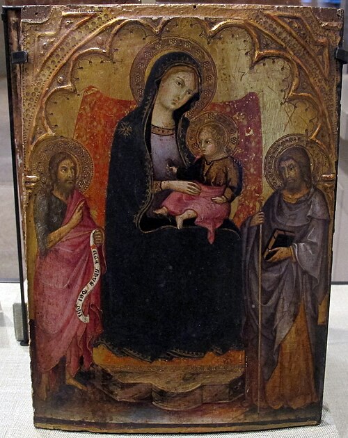 maestà coi santi g.battista e jacopo, 1394, Andrea di Bartolo