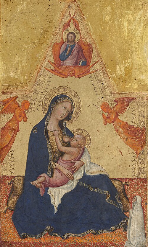 Madonna of Humility, The Blessing Christ, Two Angels, and a Donor [obverse], 1380, Andrea di Bartolo