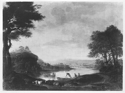 Landschaft bei Tivoli mit Fischern, , Philippe Le Clerc