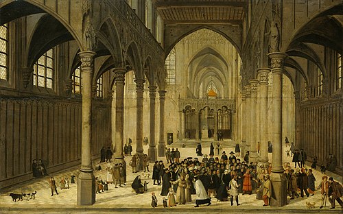 Church Interior with Christ Preaching to a Crowd, 1550, Cornelis Dalem