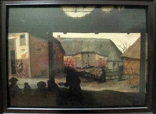 Mendiants dans une cour de ferme, par un matin d'hiver, 1568, Cornelis Dalem