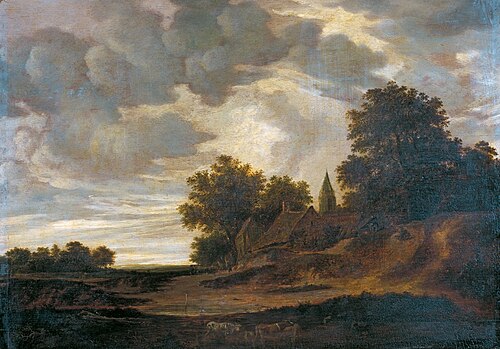 Landscape with a Church and Cattle, , Pieter Nolpe