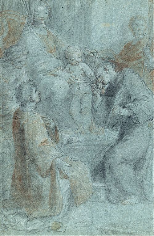 Madonna and Child Enthroned with Saints Lawrence, Anthony of Padua, Praxedes and Venantius, 1705, Pietro de' Pietri