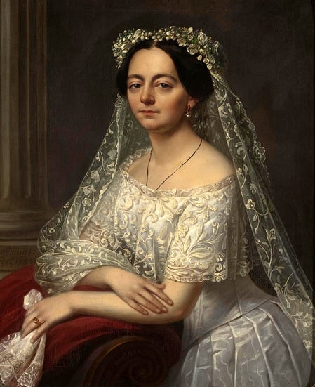 Portret Olgi z Czackich Iżyckiej w stroju ślubnym, 1856, Jan Ksawery Kaniewski