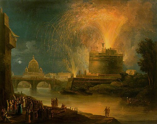 Firework Display, Castel Sant'Angelo, Rome, 1773, Pietro Fabris