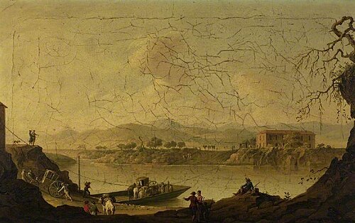 Ferry over the Volturno, near Caiazzo, 1801, Pietro Fabris