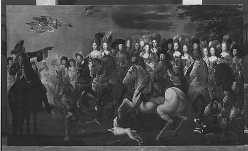 Kurfürst Max II. Emanuel von Bayern auf der Reiherjagd, 1700, Giovanni Battista Curlando