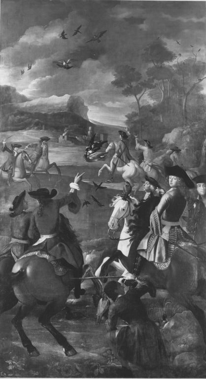 Kurfürst Max Emanuel auf einer Falkenjagd, 1679, Giovanni Battista Curlando