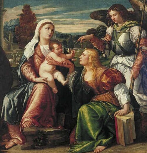 Madonna and Child with the Saints Catherine and Michael, 1550, Polidoro da Lanciano
