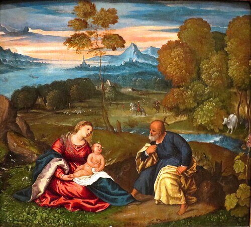 Le Repos pendant la fuite en Égypte, 1550, Polidoro da Lanciano
