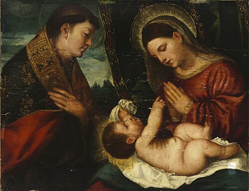 Madonna and Child with Saint Louis of Toulouse, 1550, Polidoro da Lanciano