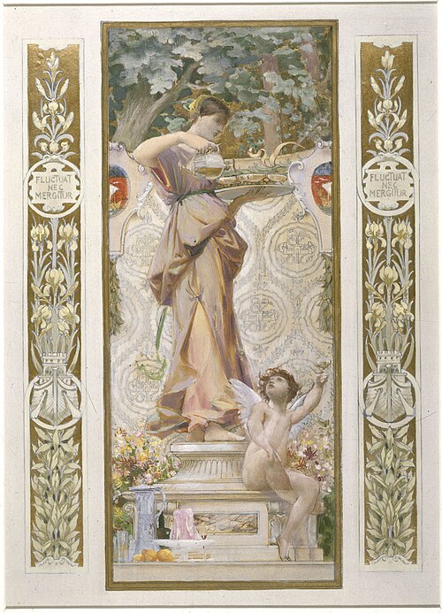 Esquisse pour l'escalier des Fêtes de l'Hôtel de Ville de Paris : Les Rafraîchissements, 1888, Luc-Olivier Merson