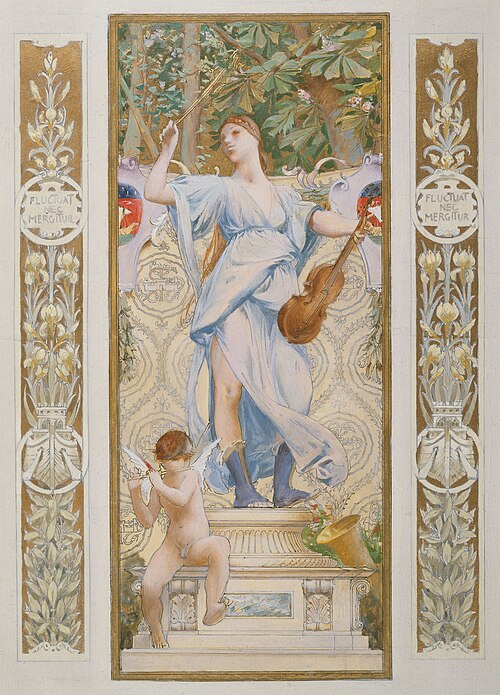 Esquisse pour l'escalier des Fêtes de l'Hôtel de Ville de Paris : La Musique, 1888, Luc-Olivier Merson