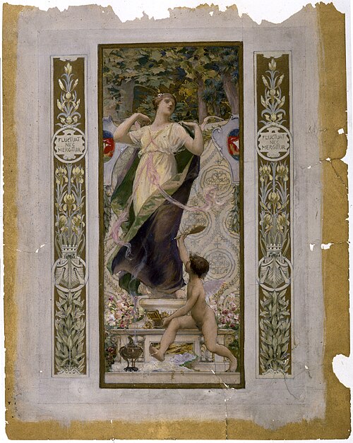 Esquisse pour l'escalier des Fêtes de l'Hôtel de ville de Paris : La Toilette féminine, 1888, Luc-Olivier Merson