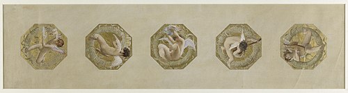 Esquisse pour l'Hôtel de Ville de Paris, escalier des Fêtes : Génies portant des attributs de fête, 1888, Luc-Olivier Merson