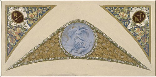 Esquisse pour l'escalier des Fêtes de l'Hôtel de Ville de Paris : Poisson, 1893, Luc-Olivier Merson