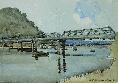 The Two Bridges, Greymouth, 1926, Dorothy Kate Richmond