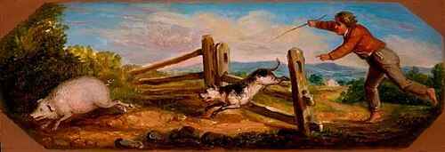 Boy Chasing a Pig, 1836, Asher Brown Durand