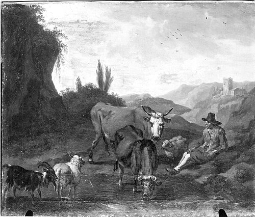 Vieh an der Tränke, 1716, Johann Franz Nepomuk Lauterer